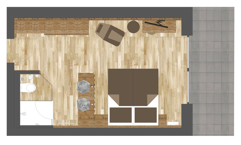 [Translate to Englisch:] Zum Koch – Grundriss Komfort Zimmer